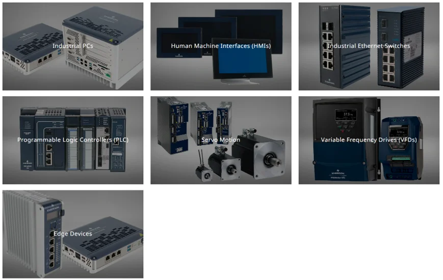 Emerson products — Specialized PLCs for OEMs operating in the water treatment and energy industries, offering outstanding performance and reliability at competitive prices.
